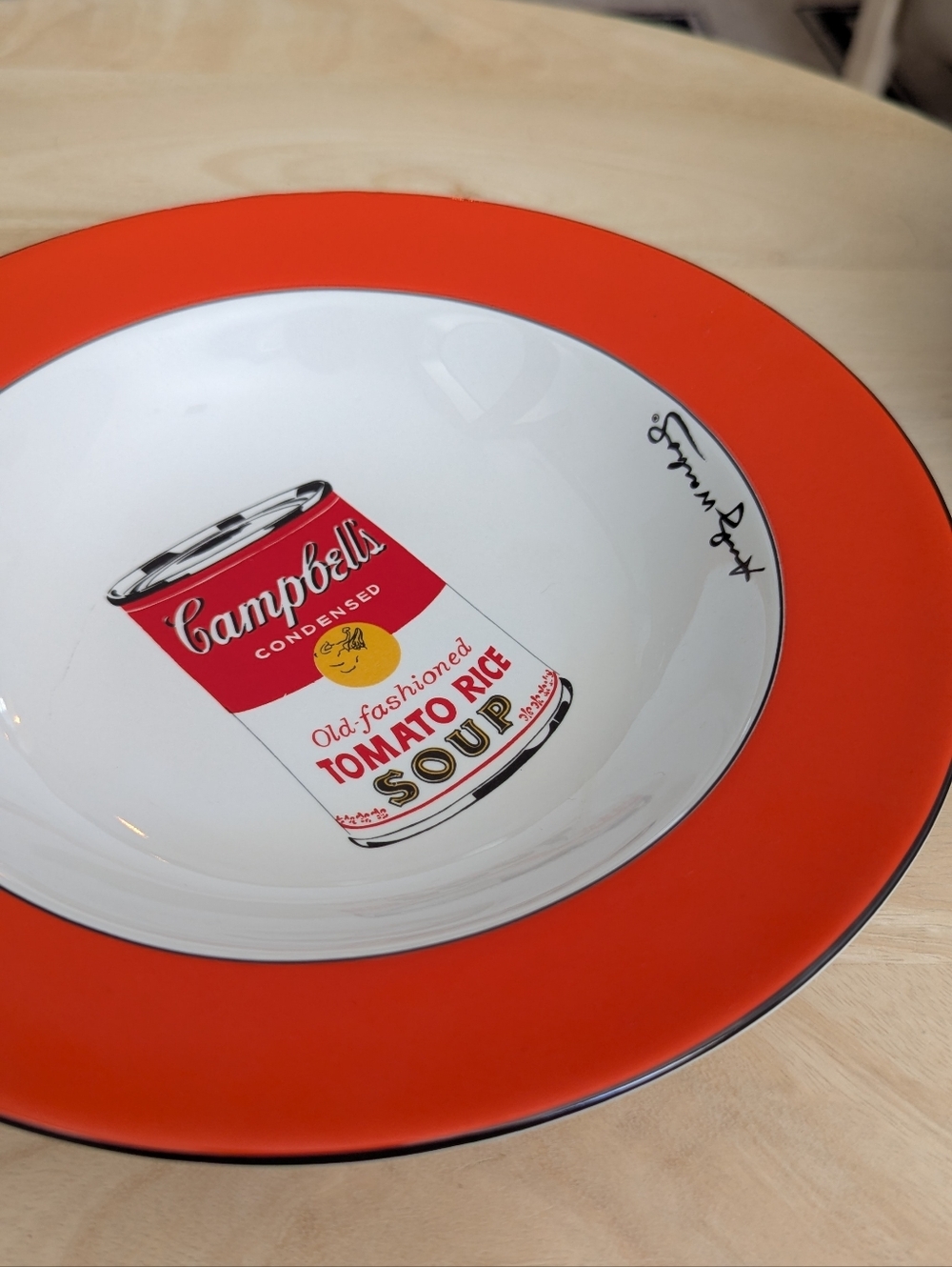 Andy Warhol Block Art Soup Bowl -  Campbell's Tomato Rice Soup Can - Pop Art